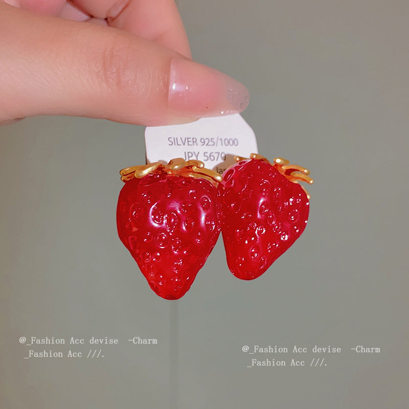 Alloy Geometry Strawberry Earrings MIC-HuiH007