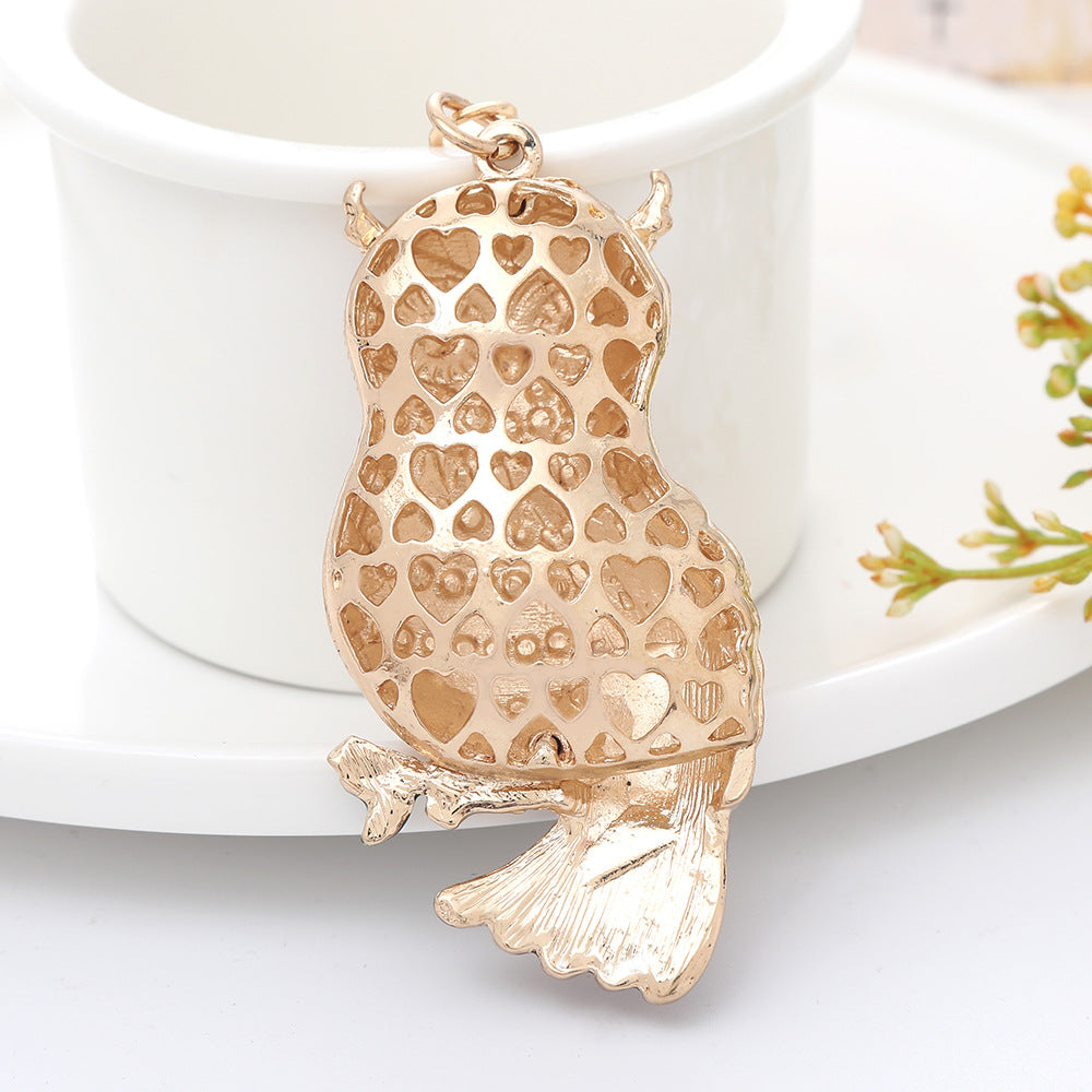 Lovely diamond inlaid owl keychain  (Minimo de compra 2) MIC-ChaoK002