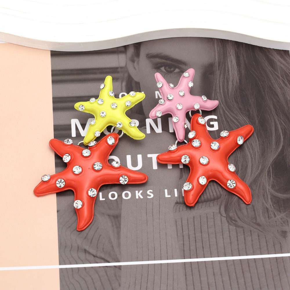 Alloy Water Diamond Star Earrings MIC-ManY071