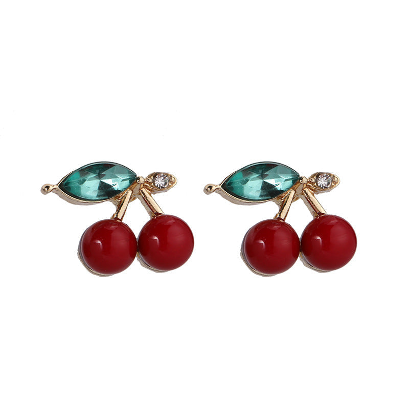 S925 silver needle red cherry earrings Minimo de compra 2 MIC-LSY009