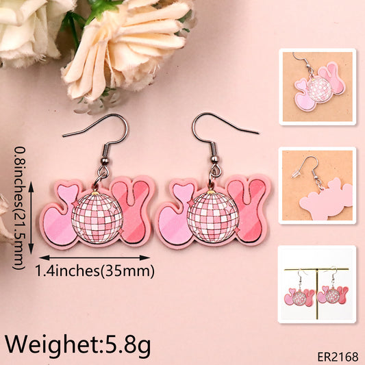 Acrylic Pink Christmas Collection Earrings (Minimo de compra 5) MIC-XiaoY060