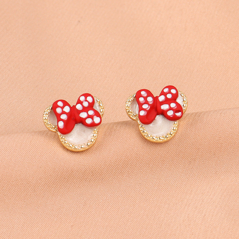 Alloy red bow earringsMIC-LSY033