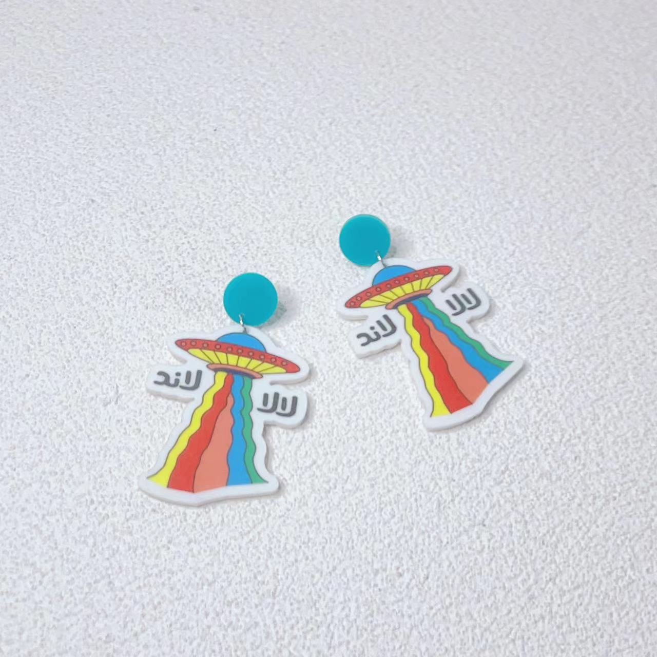 Acrylic astronaut UFO earrings MIC-JiuT002