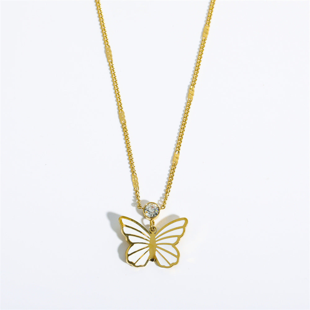 Three-dimensional Butterfly Stainless Steel Sweater Necklace