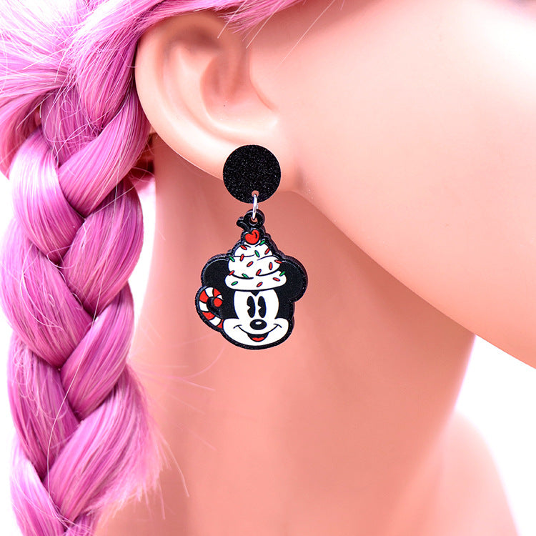 Acrylic Christmas cartoon character earrings (Minimo de compra 5) MIC-XiaoY071