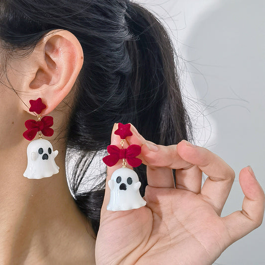 Alloy Black Bow Ghost Earrings MYA-ChuY002