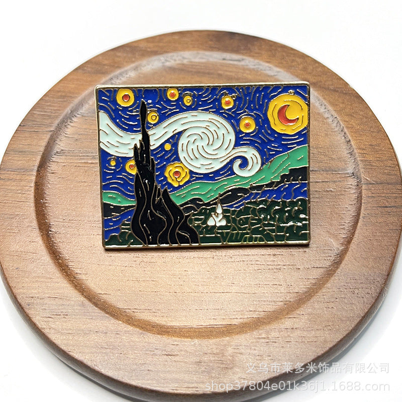 Alloy colored Van Gogh oil painting earrings (Minimo de Compra 2) MIC-LDM030