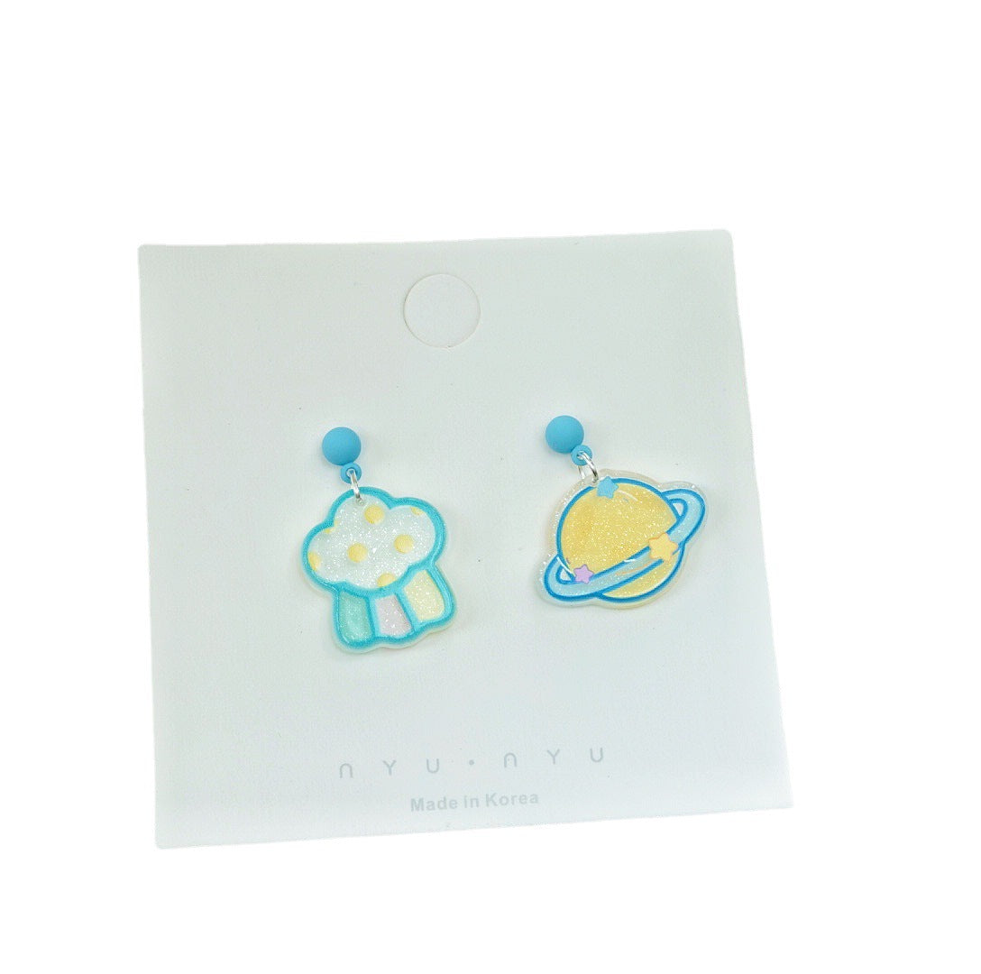 Alloy Planet Rainbow Cloud Earrings MIC-XNWE012