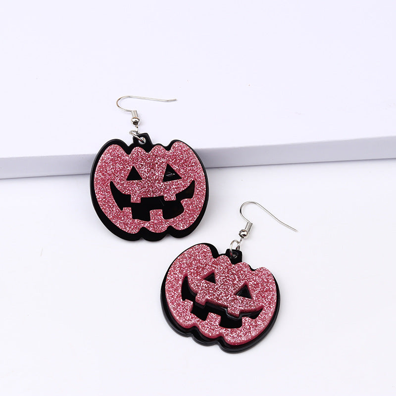 Acrylic Halloween Pumpkin Splice earrings (Minimo de Compra 2) MYA-DuA037