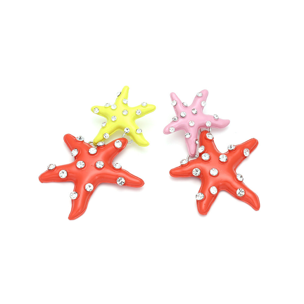 Alloy Water Diamond Star Earrings MIC-ManY071