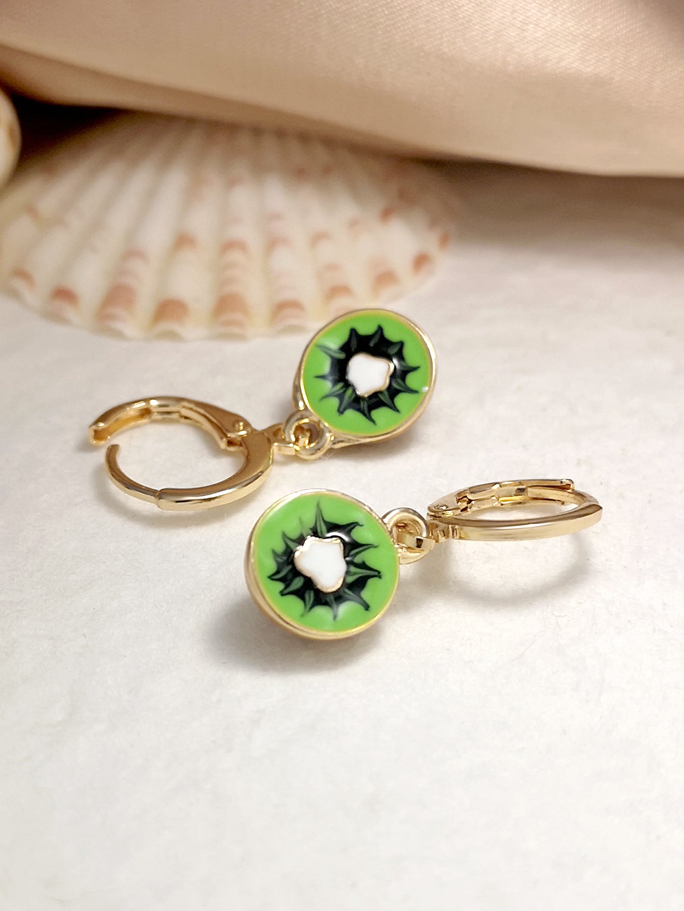 Alloy green kiwifruit earrings (Minimo de compra 3) MIC-MeiY003