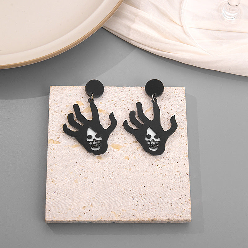 Acrylic Halloween Bat Spider Castle Earrings MIC-MDD041