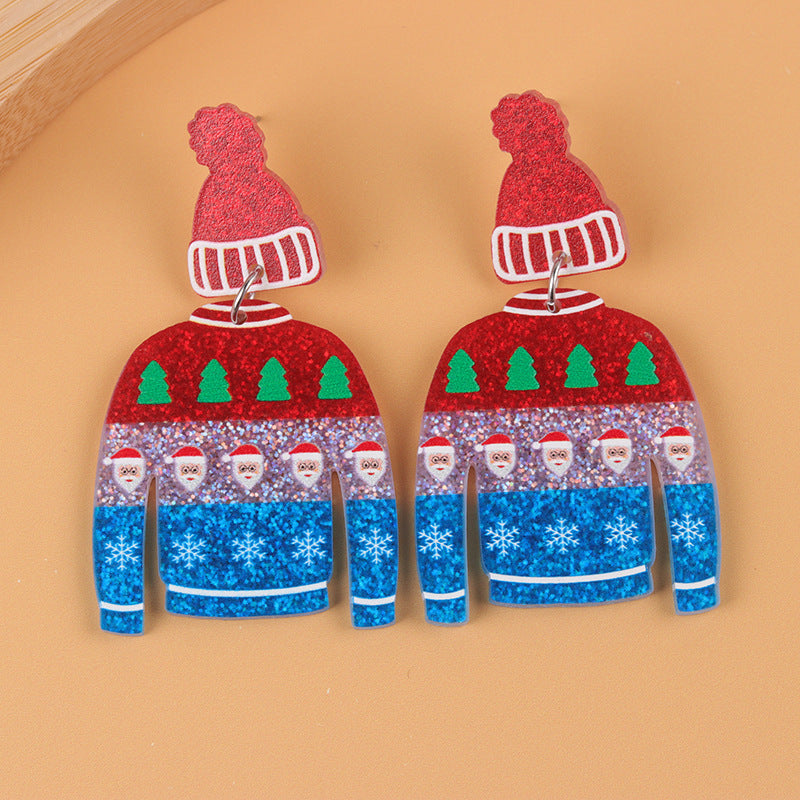 Acrylic Santa Claus sweater earrings MIC-DuA092