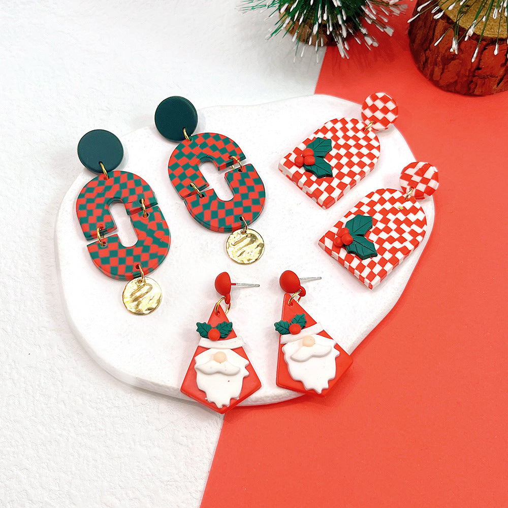 Alloy grid geometric snowman earrings (Minimo de Compra 2) MIC-PingH041