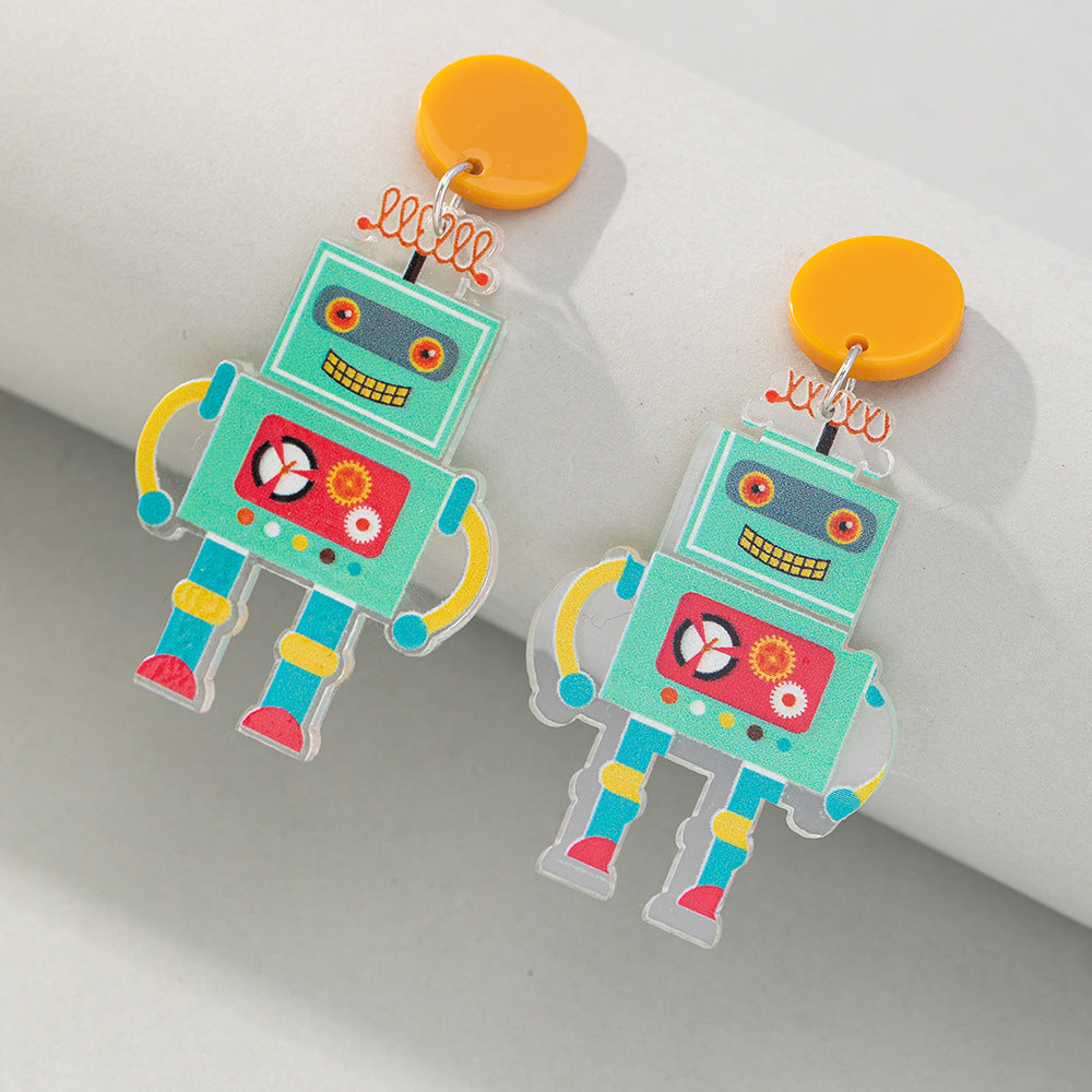 Acrylic Robot Art Earrings (Minimo de Compra 2) MIC-BeiQ004