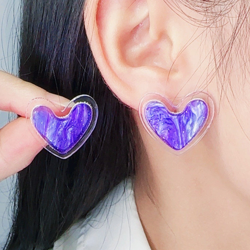 Acrylic heart-shaped cherry rainbow earrings MIC-DuA093