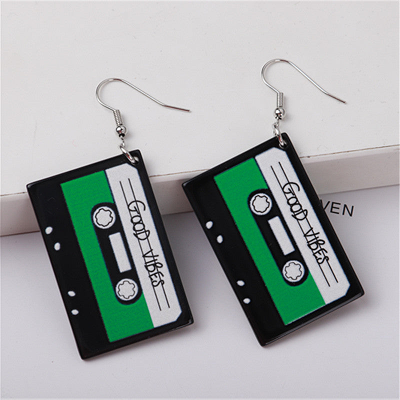 Acrylic Hip Hop Retro Tape Earrings MYA-ChouD045