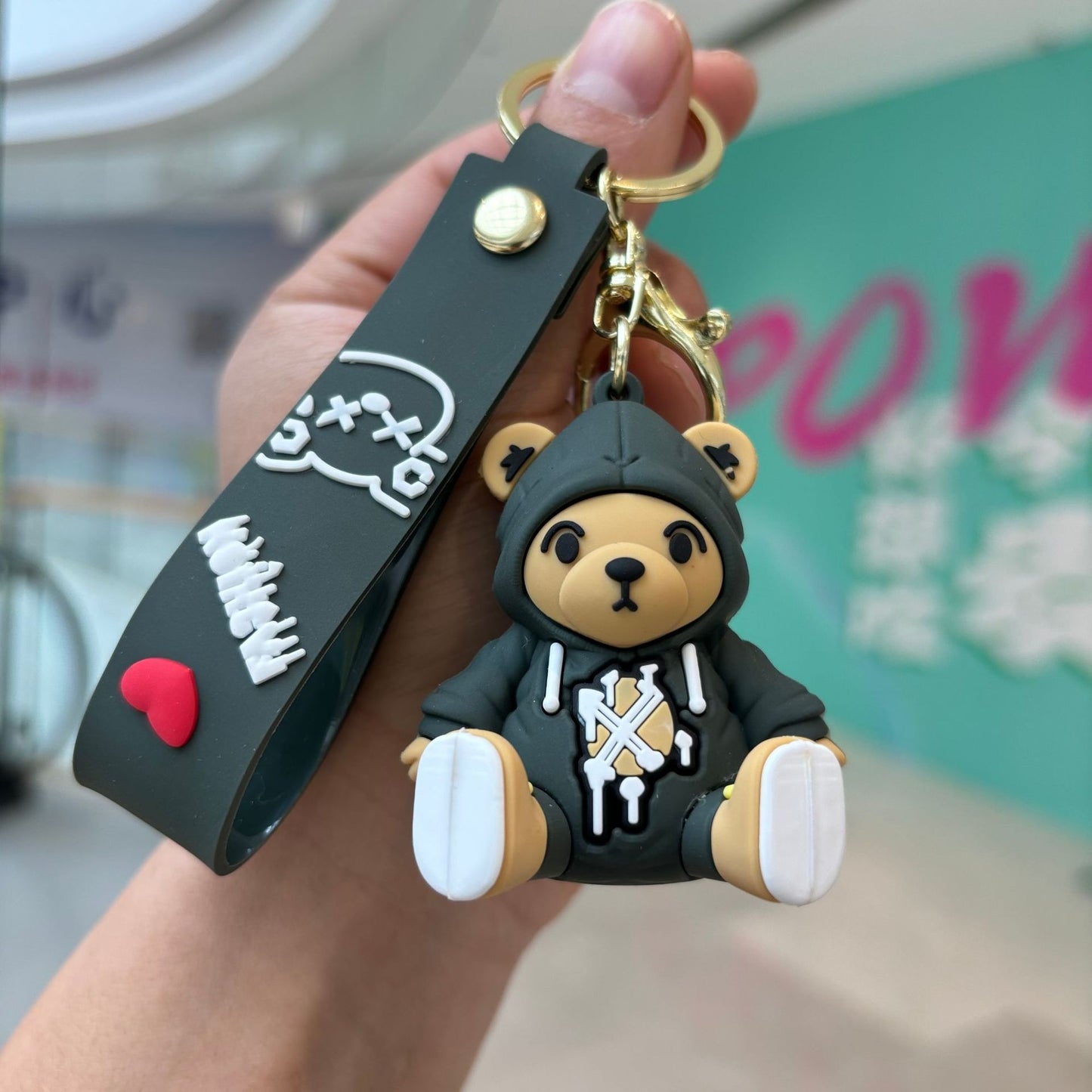 PVC cartoon cross dressing teddy bear keychain MIC-PengY052