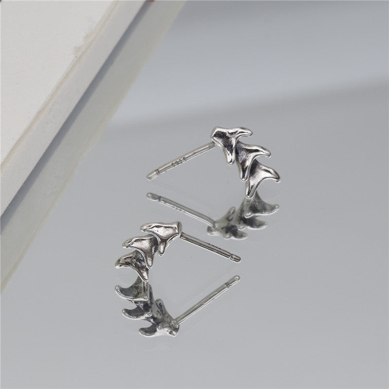 S925 sterling silver keel shaped stud earrings US-JiaY015