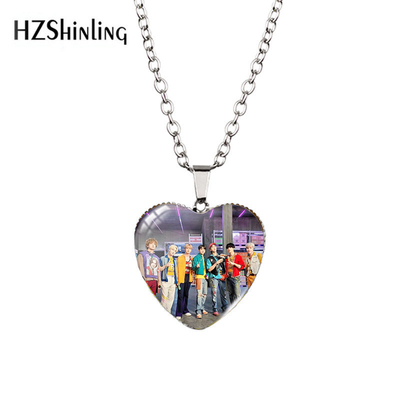 Alloy Time Gem Heart Necklace MIC-XiangL038