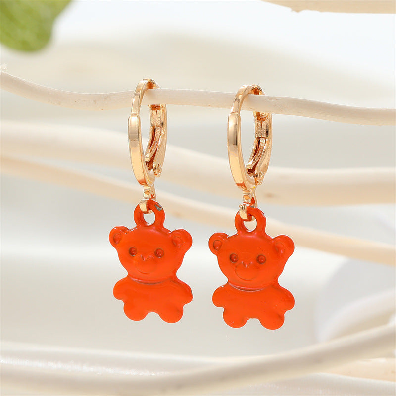 Acrylic candy colored cartoon bear earrings (Minimo de Compra 3) MIC-JueJ007