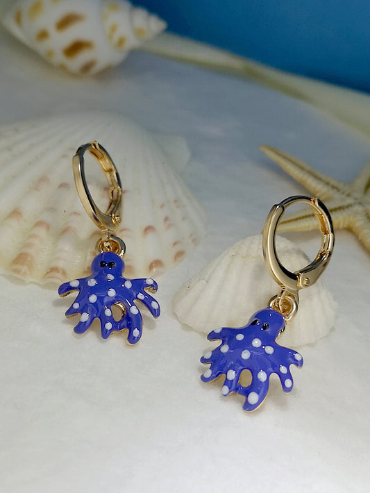 Alloy blue octopus earrings (Minimo de compra 3) MYA-MeiY002