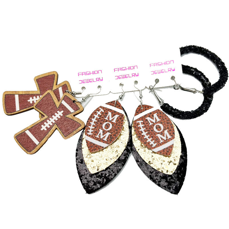 Alloy acrylic sports rugby earrings (Minimo de compra 2) MIC-HeY001