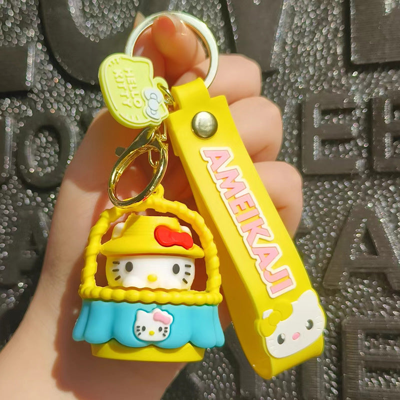 PVC cartoon basket cat keychain MIC-FeiR009