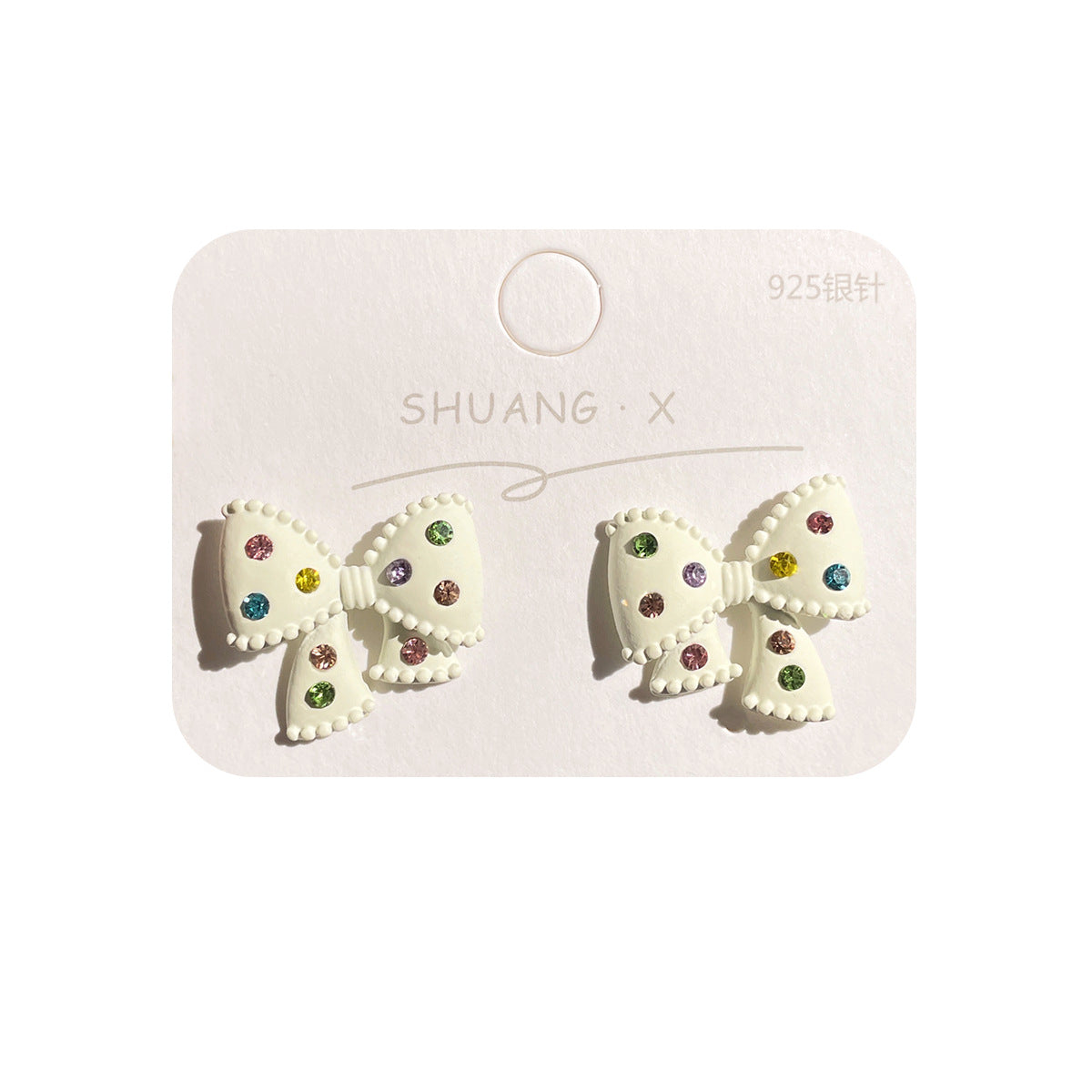 Acrylic colored diamond bow earrings (Minimo de Compra 2) MIC-ShuangX023