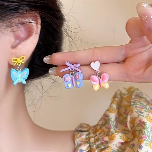 Alloy colored butterfly earrings (Minimo de Compra 2) MIC-XingS008