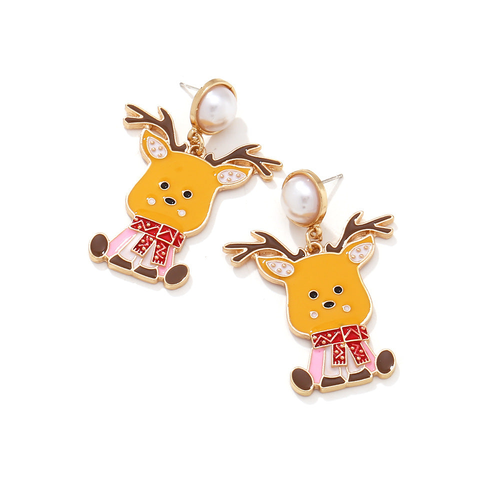 Alloy Cute Colored Drip Oil Elk Earrings MIC-ManY083