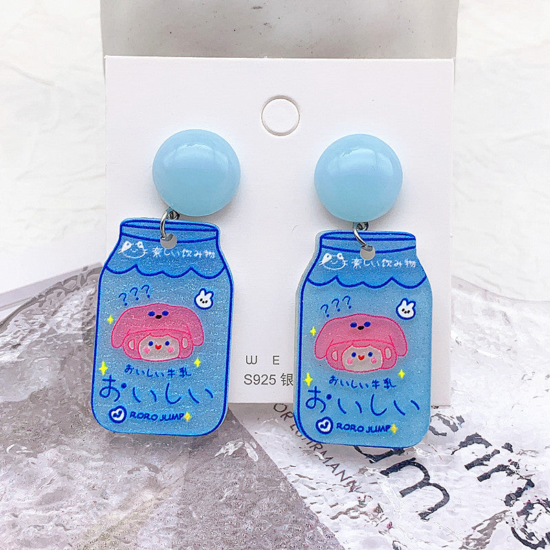 Acrylic cartoon milk tea cup earrings  (Minimo de Compra 2) MIC-ShiJ006