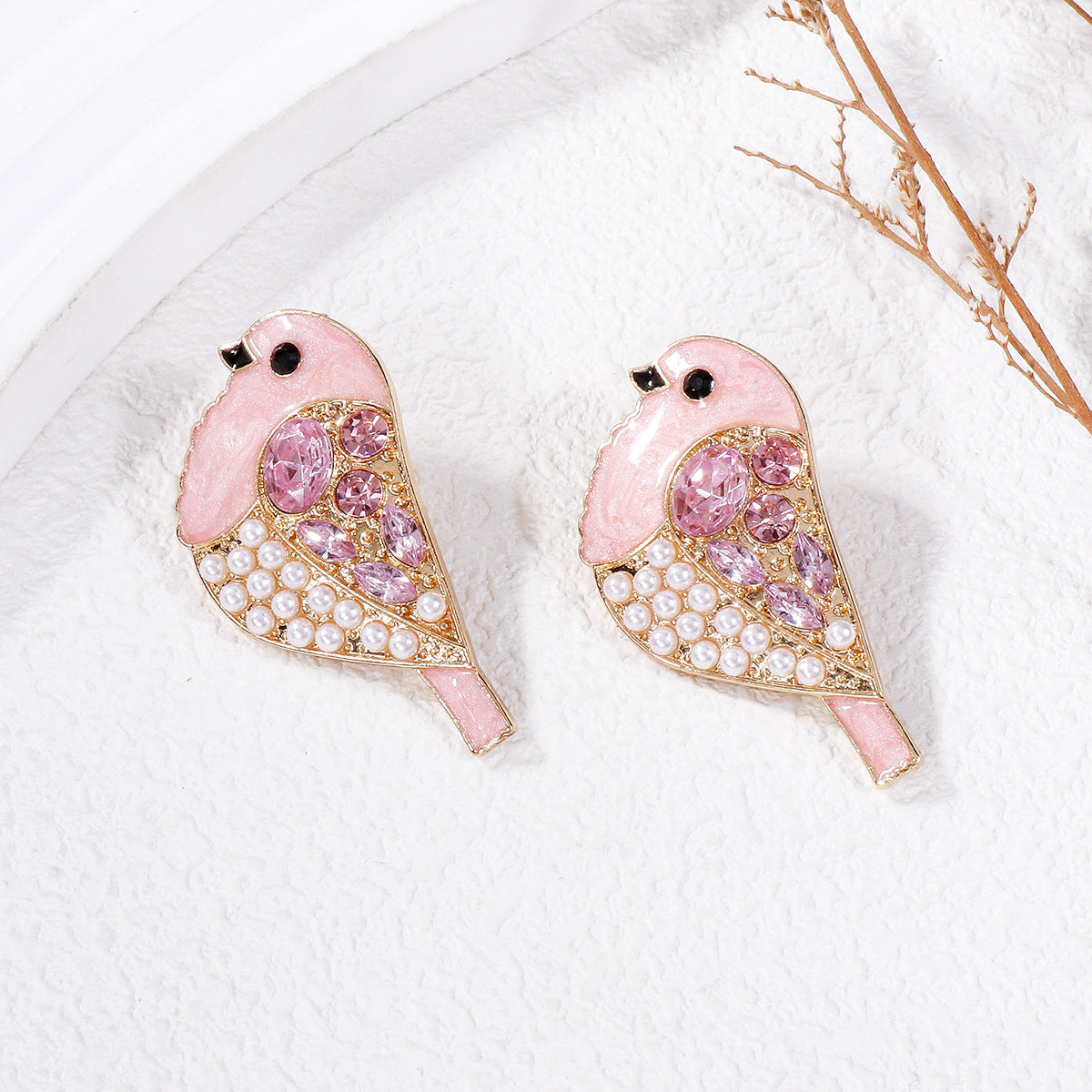 Alloy full diamond bird earrings MYA-JuJ024