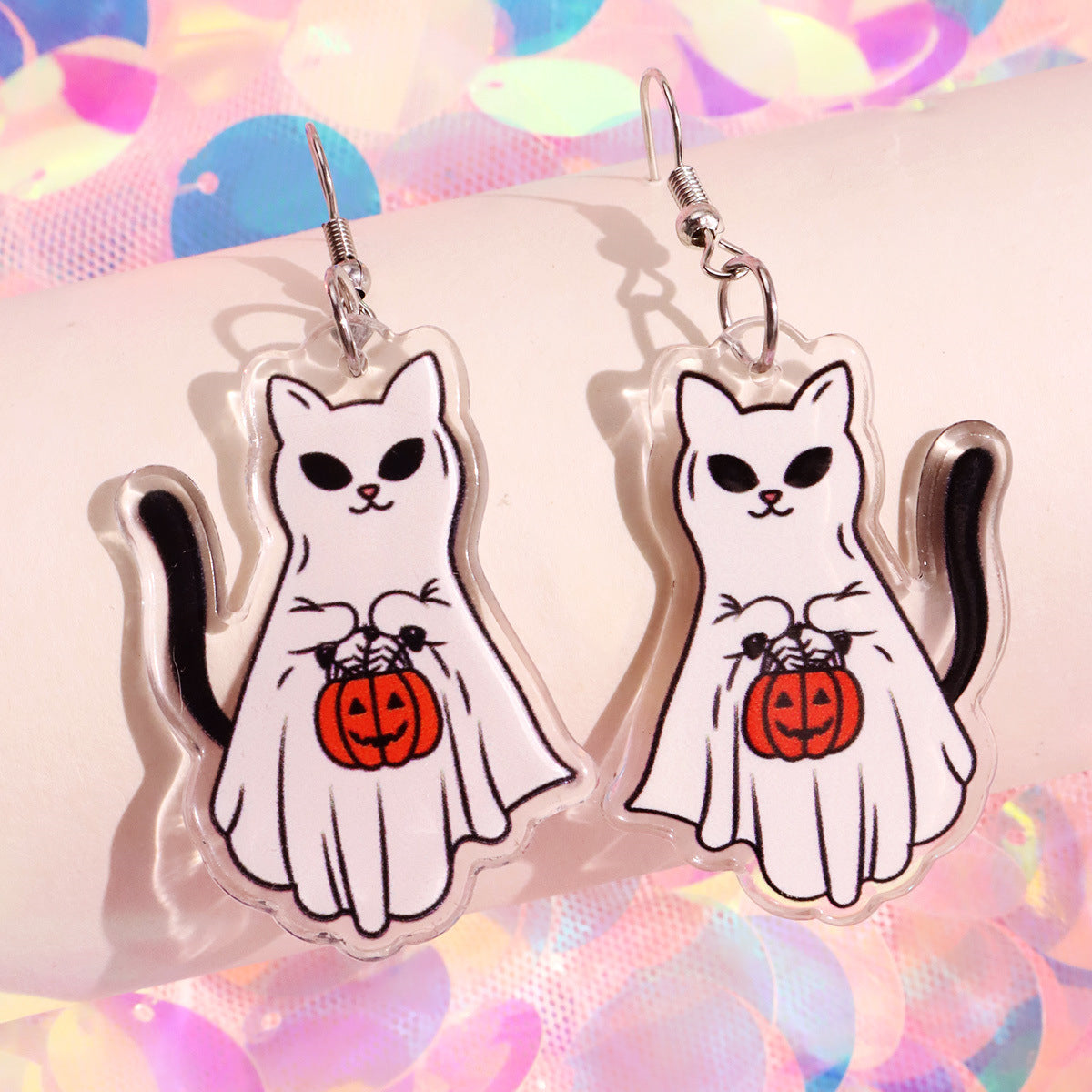 Alloy Pumpkin Cat Ghost Cat Earrings (Minimo de compra 2) MYA-HuanQ004