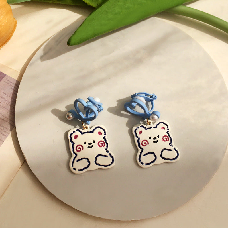 Alloy blue hollow heart earrings (Minimo de Compra 2) MIC-BLD042