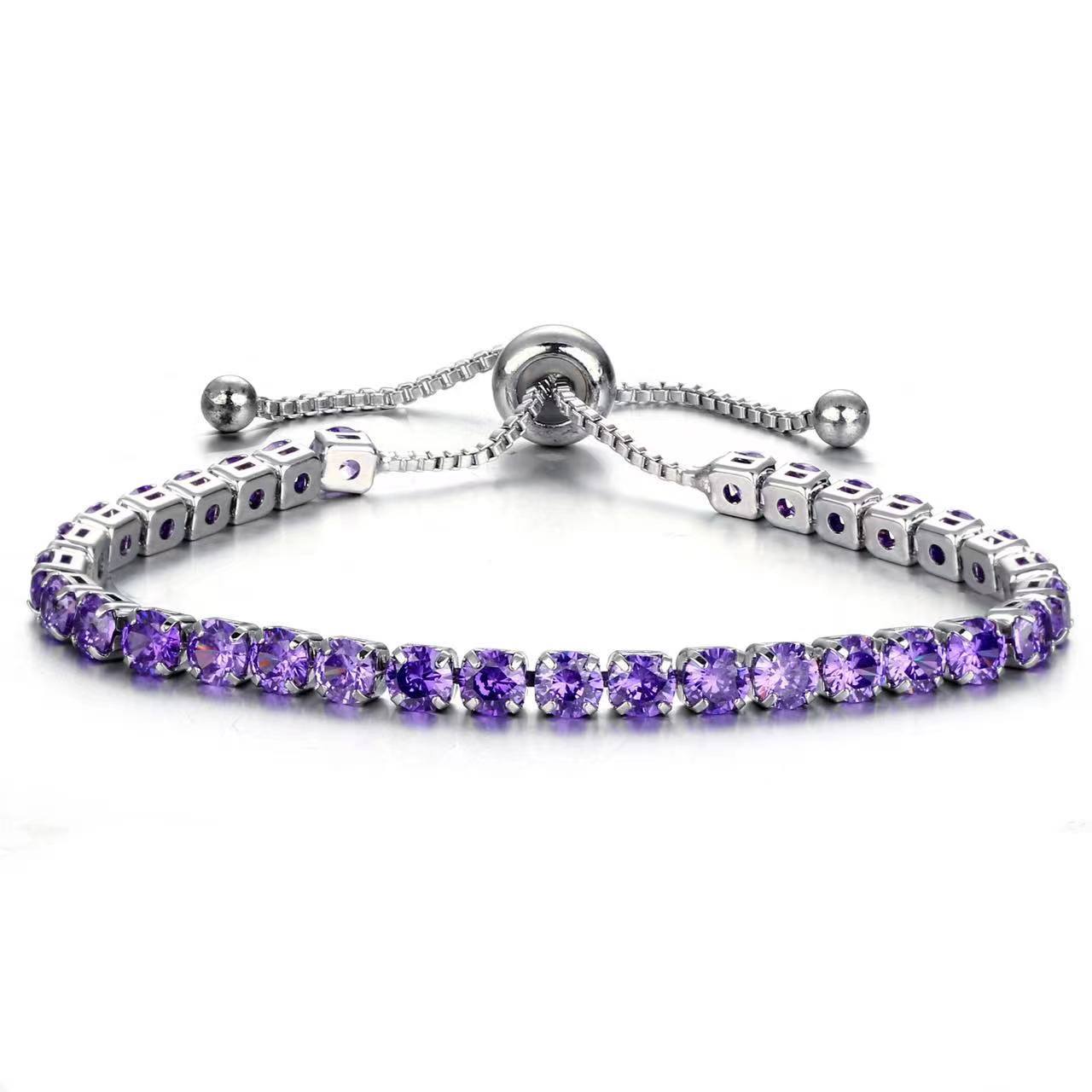 Alloy 4mm round single row full diamond bracelet (Minimo de Compra 2) MIC-LinD009