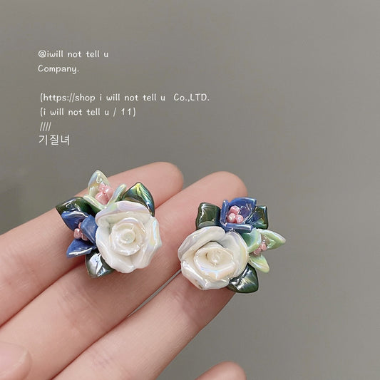 Alloy blue flower earrings MYA-LiangM004