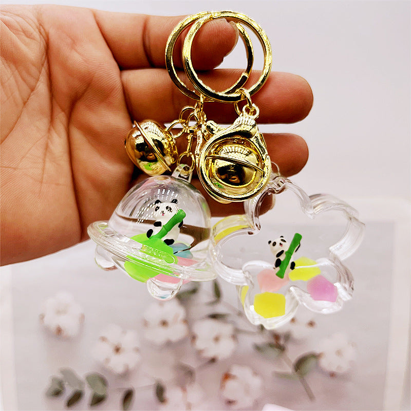 Keychains Acrylic Oil Floating Luminous Panda MOQ≥2 DMF032