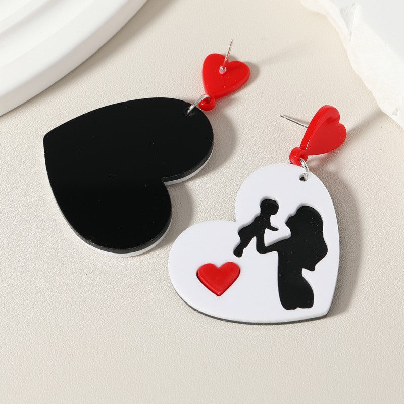 Acrylic Love Black and White Earrings MIC-KaiQ020