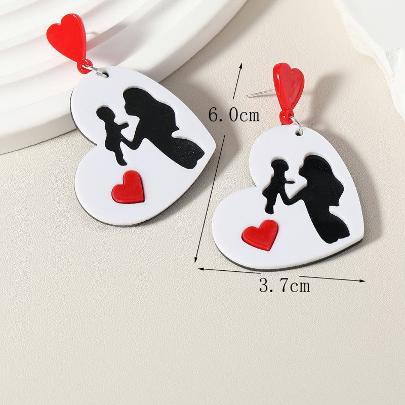 Acrylic Love Black and White Earrings MIC-KaiQ020