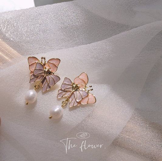 Alloy Purple Fantasy Butterfly Earrings MIC-LiangM006