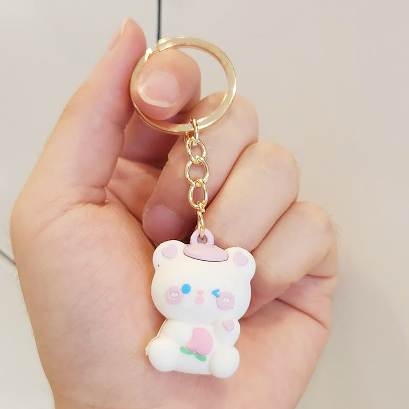 PVC cartoon strawberry bear rabbit keychain (Minimo de compra 3) MIC-ZhuoJ013