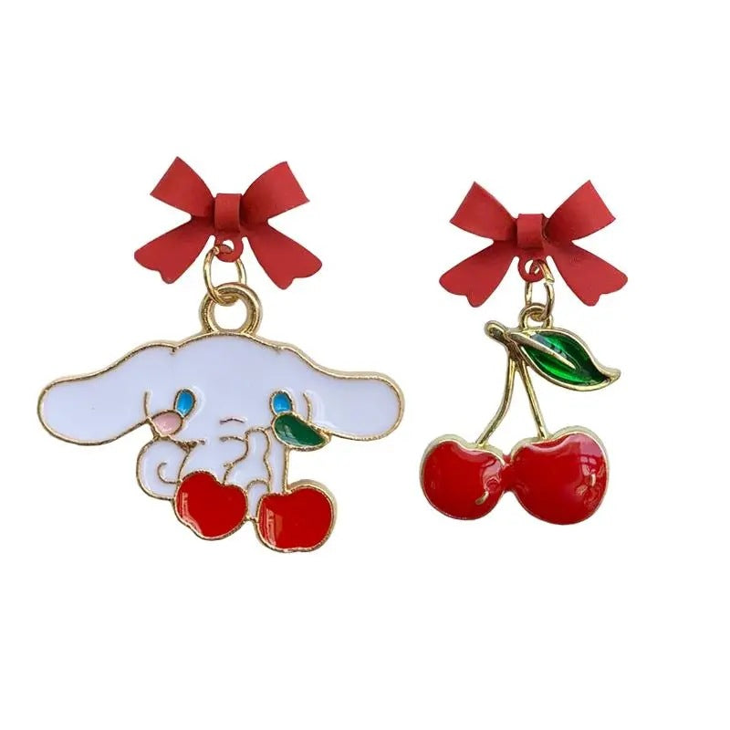 Acrylic Fruit Cherry Asymmetric Earrings (Minimo de Compra 2) MIC-XiM054