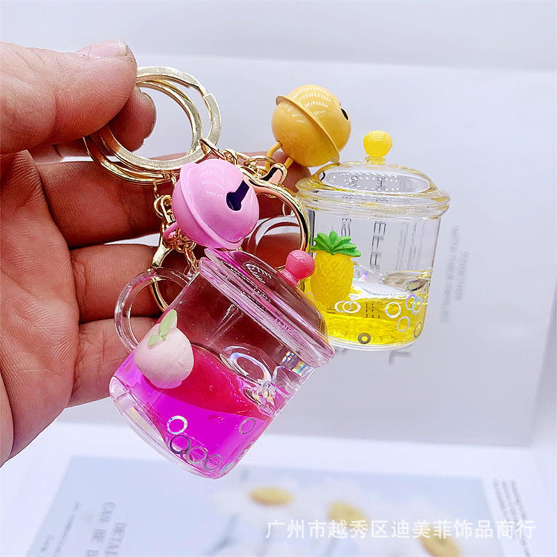 Keychain Acrylic Fruit Floating Quicksand Bottle MOQ≥2 DMF027