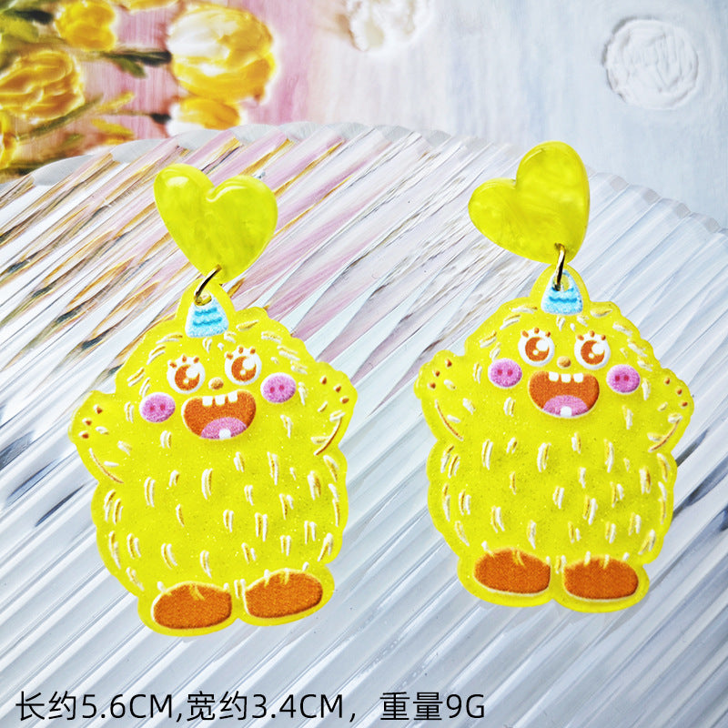 Alloy fine powder small monster earrings MIC-FanX018