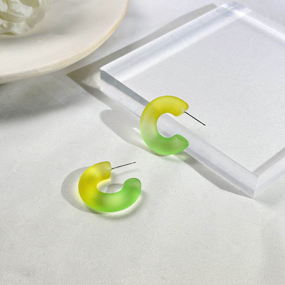 Alloy candy colored frosted C-ring earrings MIC-MDD159