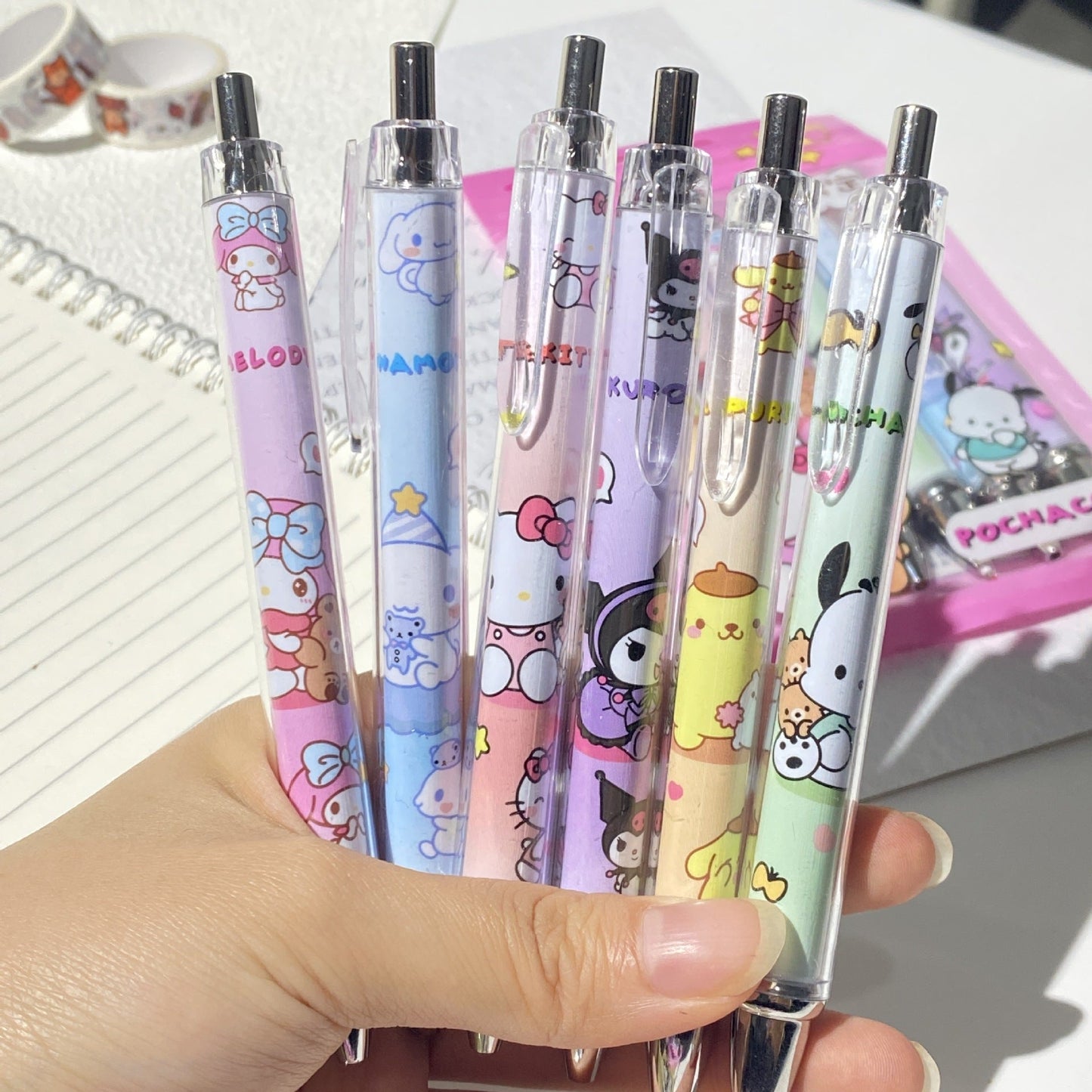 6pcs/pack cartoon cat press neutral pen ZhongC001