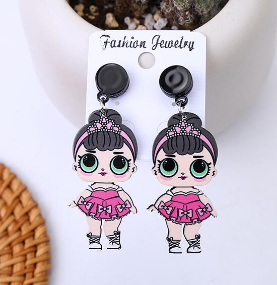 Acrylic Funny Cartoon Girl Earrings MIC-HanS001