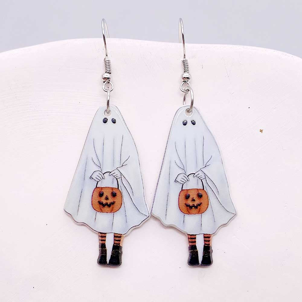 Acrylic Halloween Bat Coffin Plate Earrings (Minimo de Compra 2) MIC-ChenY018