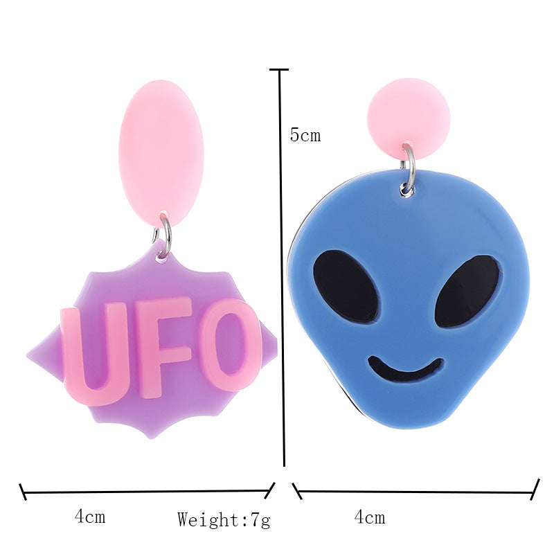 Acrylic cartoon alien UFO earrings MIC-XiY003